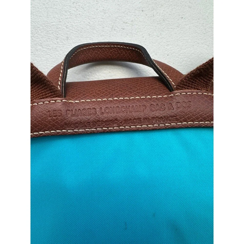 Longchamp Cobalt Le Pliage Original Nylon Leather Trim Foldable Backpack